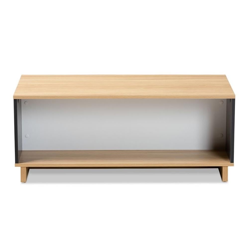 Baxton Studio Marigold Modern and Contemporary Multicolor Oak Brown and Grey Finished Wood Storage Coffee Table